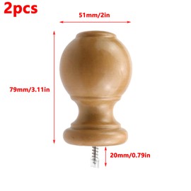 Antrader Finials for Curtain Rods, Wood Curtain Rod Finial Screw on Curtain Rod End Caps Drapery Rods Replacement Finials Fit for 1.14 Inch/29mm Curtain Rods Pack of 2 (Wood Color)