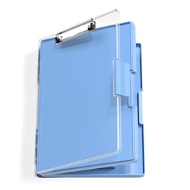 Hongri Clipboard with Storage, Blue 8.5 x 11 Folder Nursing Side Opening, Heavy Duty with Dual Compartment, Dry Erase Clear Cover, Smooth Writing for Teachers, Classroom, Office & School Supplies