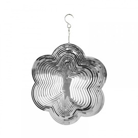 MiOYOOW Wind Spinner, 3D Rotating Stainless Steel Wind Spinners Mirrored Flowing Wind-Chime with Hook for Garden Yard Home Decoration