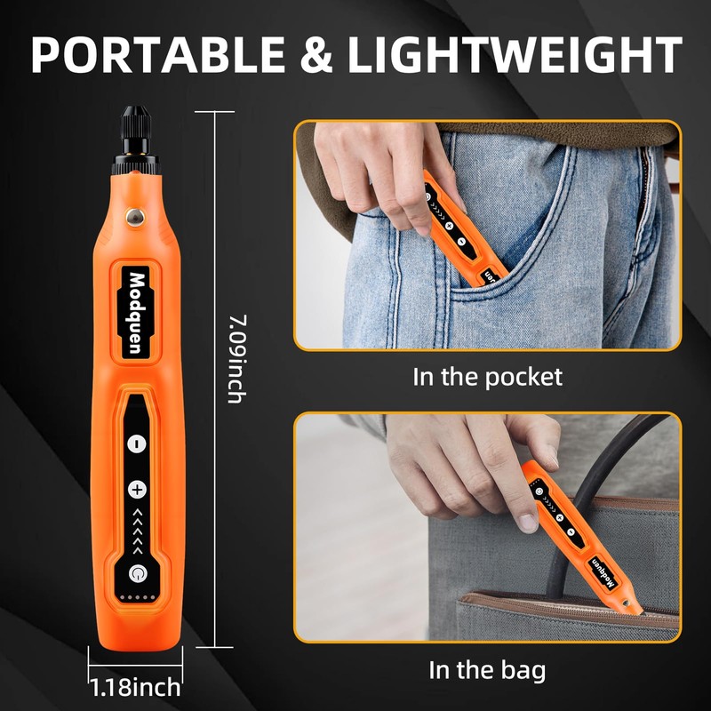 Mini Cordless Rotary Tool Kit, 5-Speed and USB Charging with