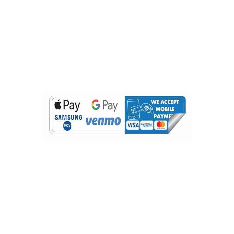Digital Payment Sign Stickers, Credit Card Accepted Decals, Waterproof, Size