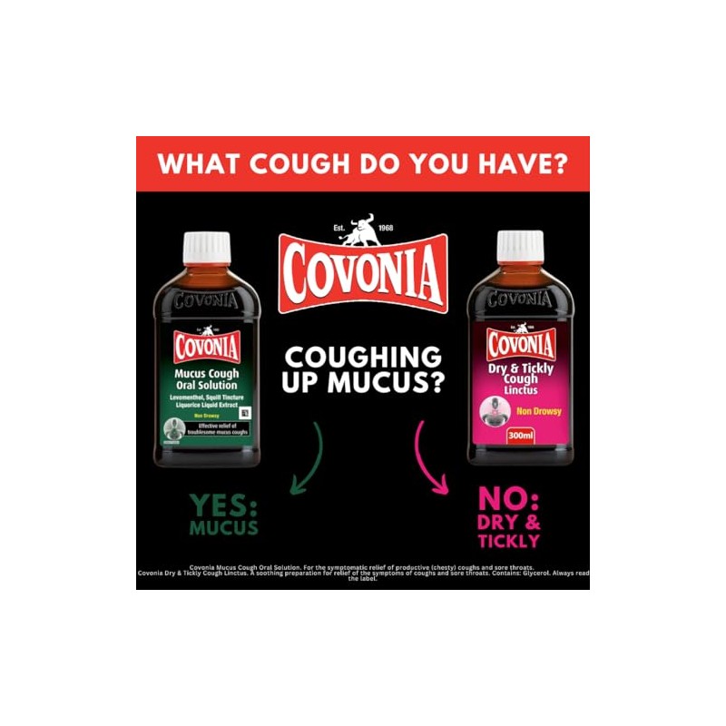 Covonia Mucus Cough Oral Solution, Loosens Chesty Coughs, 300ml