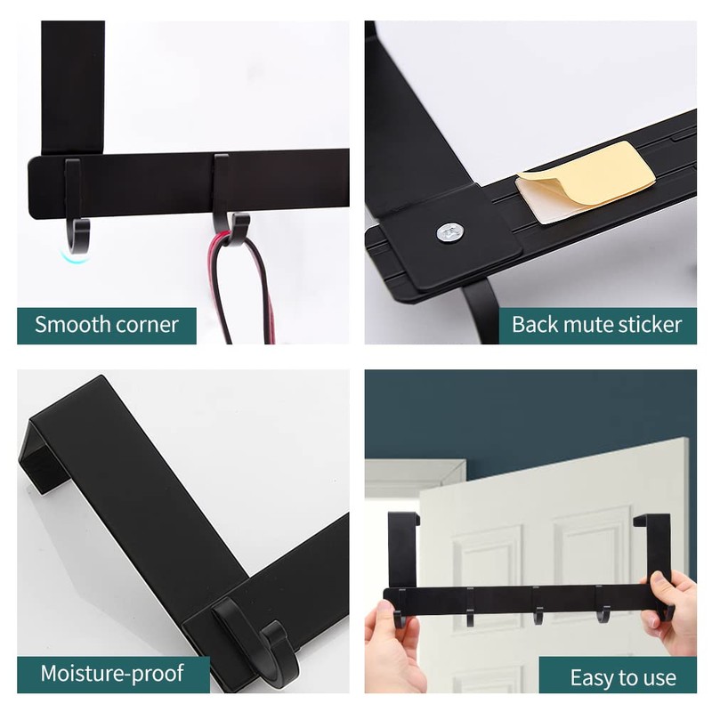 LFSEMINI 2 Pack Over Door Hook Hanger, Black/White, Long/Short, Heavy-Duty