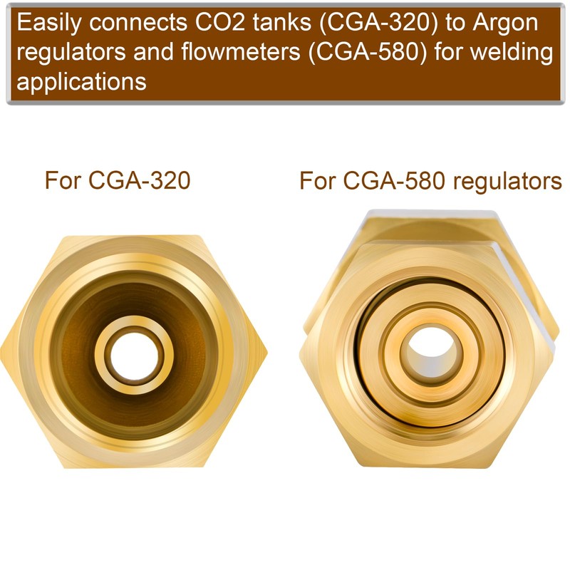 Tsinghwang 2 Pack Brass CGA-320 to CGA-580 Tank Adapter, Welding