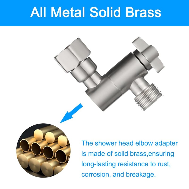 All Metal Adjustable Shower Angle Adapter, 360° Adjustable Swivel Shower