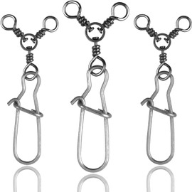 3 Way Swivel with Snaps Fishing Connector CatFish Swivel for Fishing Rig Fishing Swivel Duo-Lock Snap Crossline Trolling Line Lure Connector 4# 40pcs