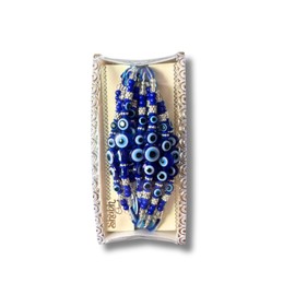 AYK Set of 12 Evil Eye Rakhi Bracelets for Brothers & Sisters - Traditional Indian Raksha Bandhan Rakhis with Blue Eye Beads for Protection & Good Luck (Design 01)