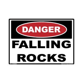 Danger Falling Rocks Material Debris Label Sticker Decal Construction Explosive Demolition Red Black Made in America (3.5 x 5)