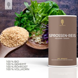 ZELLGUT© Organic Sprout Rice 800 g • 100% Raw Food & Germinated • Gaba Rice • Whole Grain Natural Rice • Contains Gamma Amino Butyric Acid • Gluten-Free Base • EU Organic Agriculture • BioAvailable
