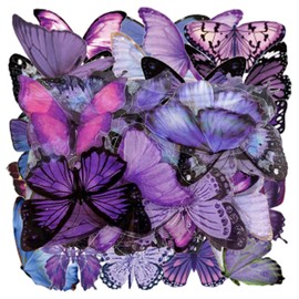 HDGSAFD 80 Sheets Purple Butterfly Stickers, Waterproof PVC Butterflies, Elee Butterfly Decoration, Can Be Used to Decorate Walls, Scrapbooks and Windows