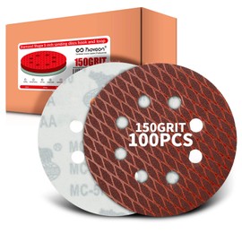 Faoyoon 150 grit Sanding Disc 5 Inch 8 Hole Hook and Loop, Diamond Shape Sand Paper for Woodworking & Automotive etc, Sanding Pads for Random Orbital Sander, 100-Pack