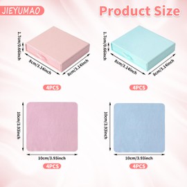 JIEYUMAO 8Pcs Cardboard Jewelry Boxes, 3.1×3.1×0.7 Inch Jewelry Gift Box with Cleaning Cloth, 2 Colors Small Gift Boxes with Lids Sponge Filled Cardboard Case for Rings Earrings Bracelets