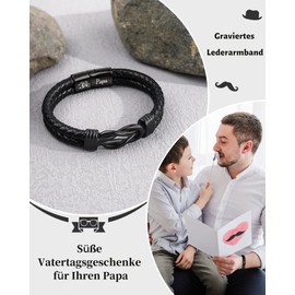 SUNSH Papa Geschenk Vatertagsgeschenke für Papa Lederarmband Herren Vatertag Geschenk von Tochter Geburtstagsgeschenk für Papa, Vatertag Geburtstag Weihnachten-21,5cm