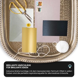 Netuno Pack of 25 Envelopes Nacre Cream DIN Long 110 x 220 mm 110 g Sirio Pearl Oyster Shell Nacre Gloss Envelopes DL Metallic Envelopes Shiny High-Quality Envelopes Wedding Envelope