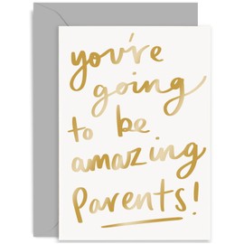 Old English Co. Amazing Parents To Be Card - Baby Announcement Baby Shower Card for Mummy and Daddy - New Baby Gold Foil Card | Blank Inside with Envelope