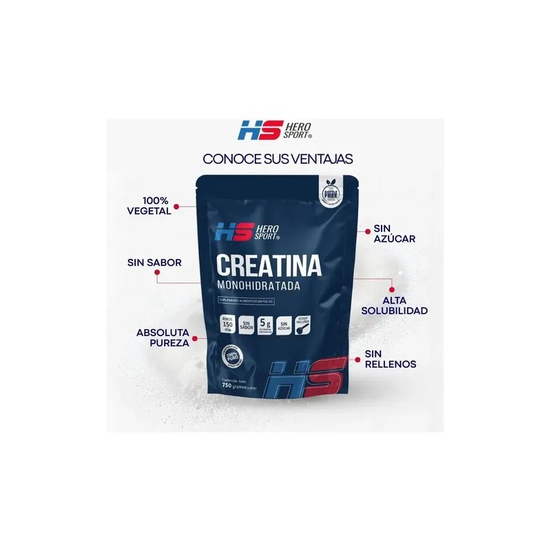 Creatina Monohidratada 750gr Hero Sport Sabor Sin sabor