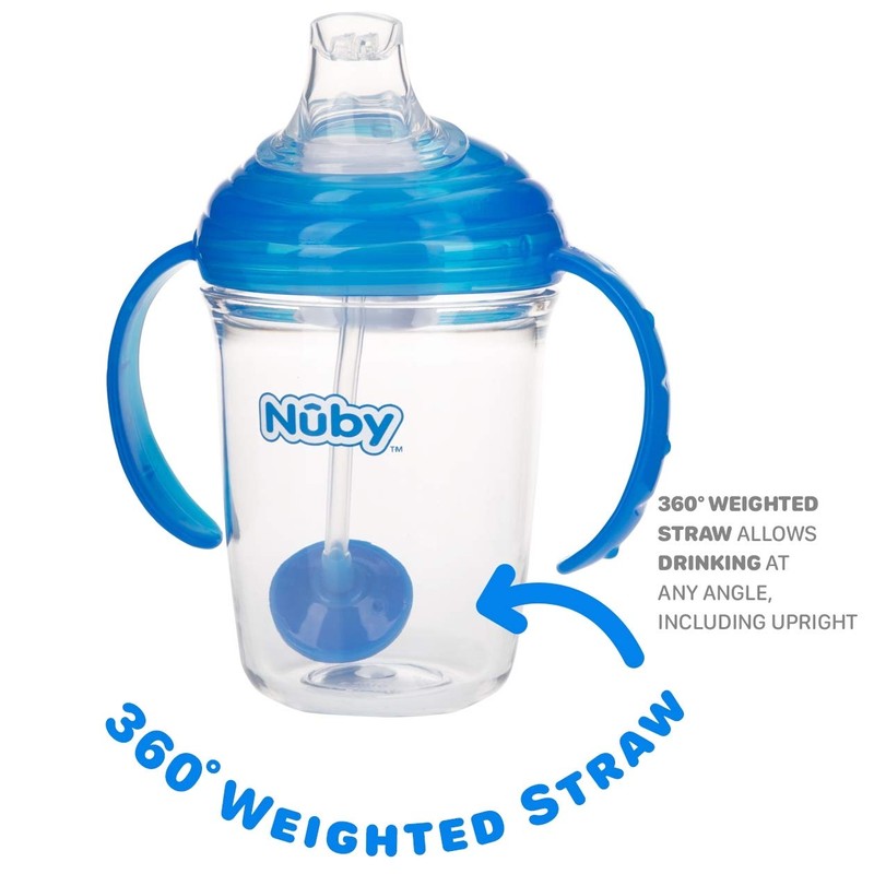 Nuby No Spill 360 Weighted Straw Grip N' Sip Tritan