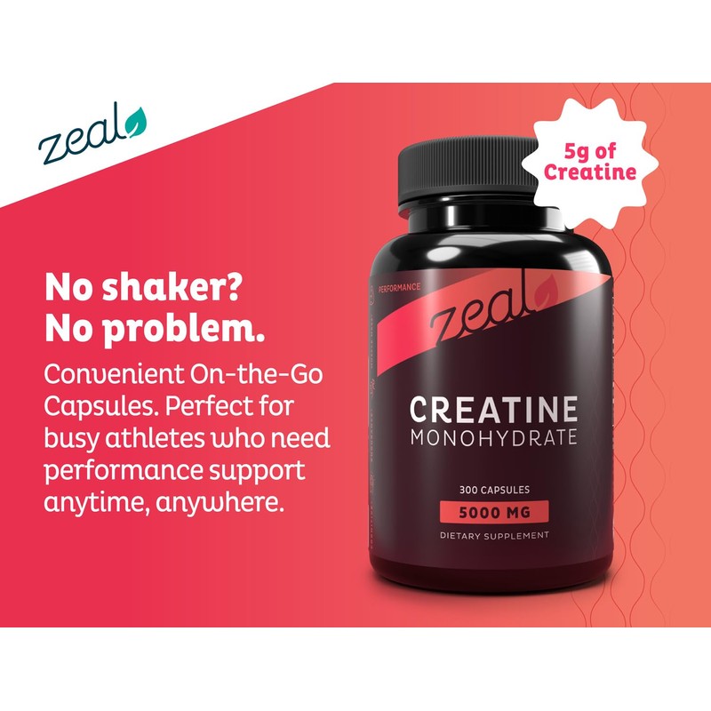 Zeal Creatine Monohydrate (300 Capsules, Unflavored)