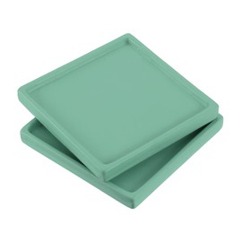 PATIKIL 5 Inch Plant Pot Saucers, 2 Pack Ceramic Square Plant Saucer Tray Flower Planter Drip Tray for Indoors Outdoors Patio Balcony, Green