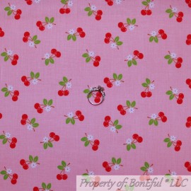 Riley Blake BonEful FABRIC FQ Cotton Quilt Pink Red Cherry White Heart Tiny Flower Girl Food