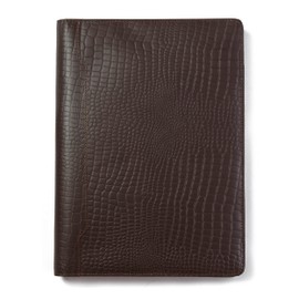 Wanderings Brown Alligator Pattern Leather Padfolio - 10x13" - Professional Organizer and Resume Folder Crocodile Leather Print Document Portfolio with Writing Pad. Ideal Gift for Men and Women