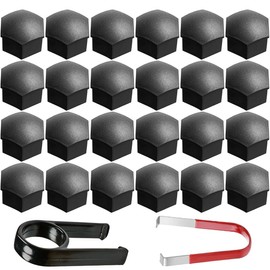 Gebildet 24pcs Wheel Nut Cap 17mm Wheel Bolt Nut Caps Covers, Hexagonal Tire Nut Covers with Removal Tool Set for Cars(Matte Black)