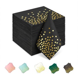 Stylish Black Napkins with Gold Polka Dots Design,100Pcs Paper Napkins Disposable for Party or Daily Use,Great Choice of Cocktail Napkins,Easter Napkins,Dinner Napkins,Birthday Napkins