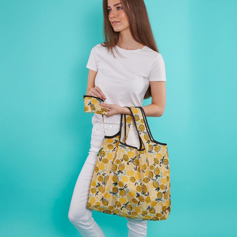 ECO CHIC Foldable Reusable Large Recycled Grocery Bags Lightweight Shopping