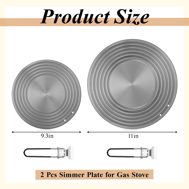 Tujoe 2 Pcs Simmer Plate for Gas Stove 11 Inches