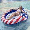 72"x59" Patriotic Pool Lounger Float with ​Detachable Headrest, ​Double Snack