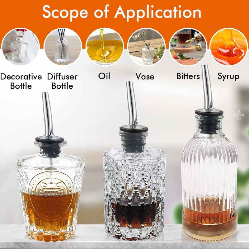 LINALL Bitters Bottle Set - Syrup Bottles with Stainless Steel