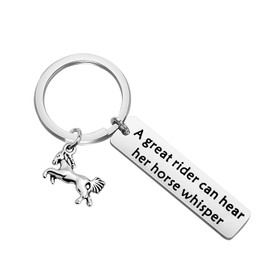 HOLLP Equestrian Jewelry Gift Horse Rider Gift A Great Rider Can Hear Her Horse Whisper Keychain Horse Lovers Gift (Keychain)