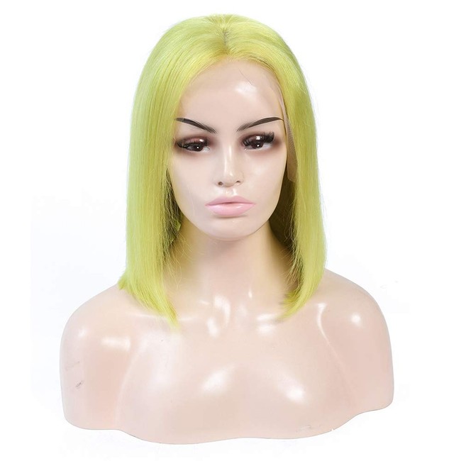 Suttie Human Hair Middle Part Bob Wig Short Hair Wig Frontal Lace Straight Real Hair Wig Sage WHQL14
