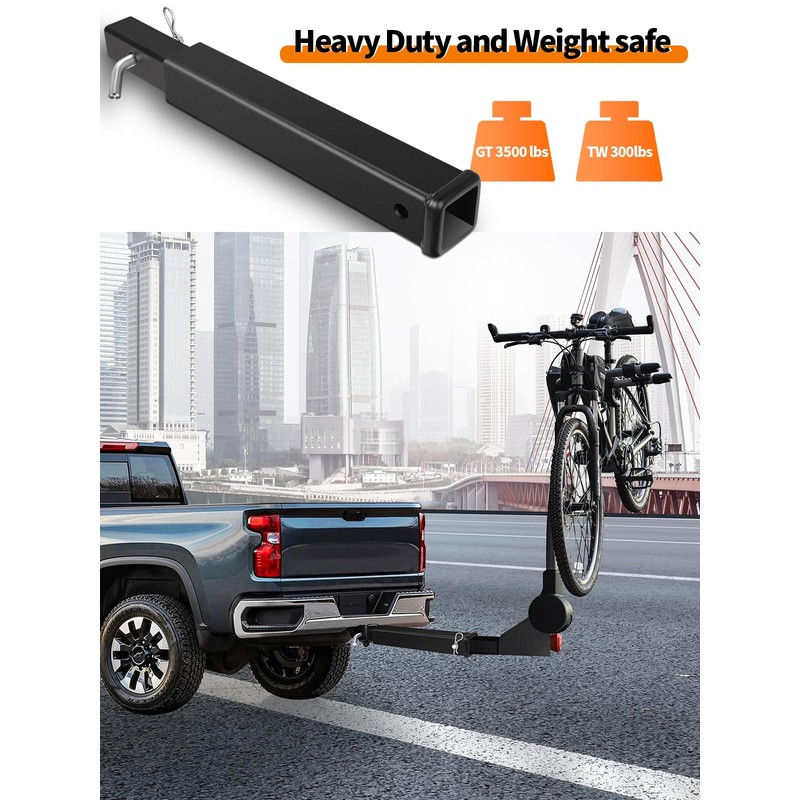 18 Inch Hitch Extender, 2-Inch Receiver 3,500 Lbs, Black, Boat
