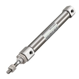 Heschen Stainless Steel Slim Air Pneumatic Cylinder, CDJ2B 10-60, M5 Port, 10mm Bore, 60mm Stroke, Double Acting Single Rod