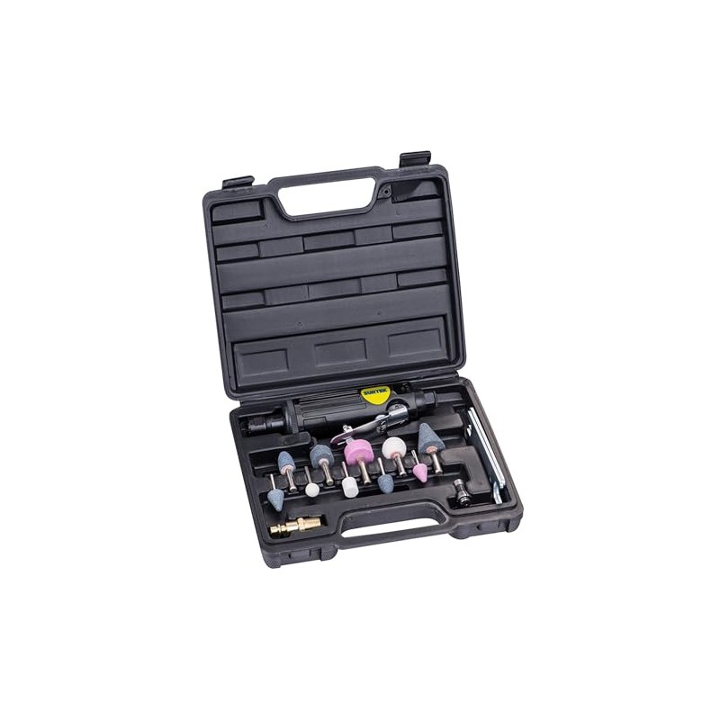 Surtek MTN414K Juego de moto-tool neumático recto con accesorios, 15