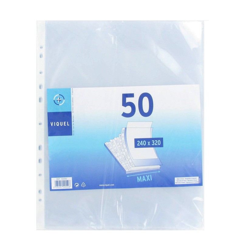 Viquel Polypropylene Punched Pockets 24 x 32 (Pack of 50