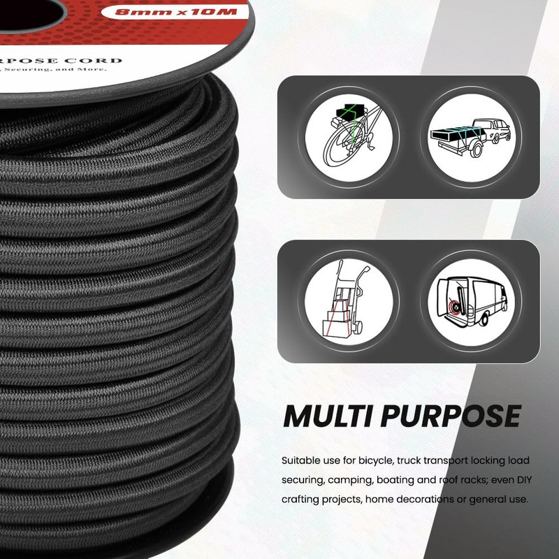 Abma Cord Bungee Cord 8mm 10M Elastic Shock Cord 100%