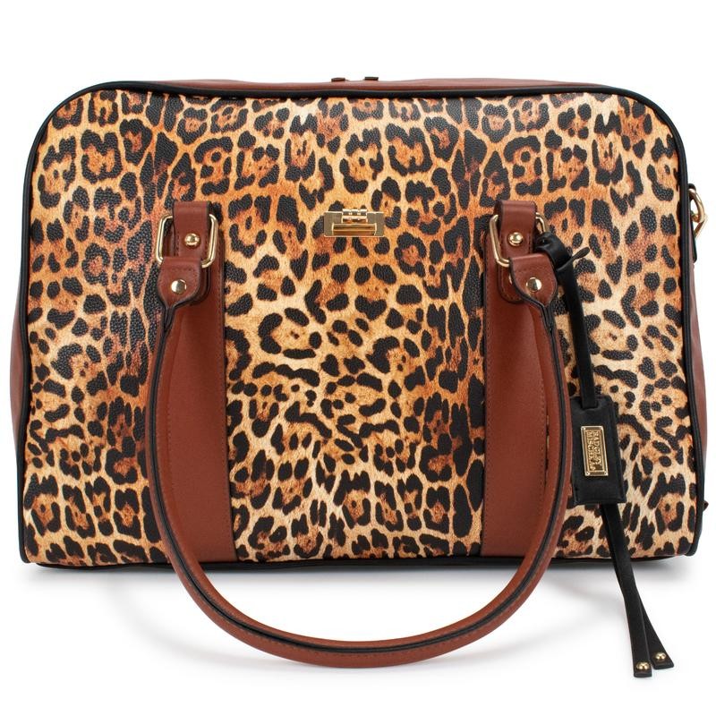 Badgley Mischka Women's Leopard Travel Tote Weekender Duffle Bag
