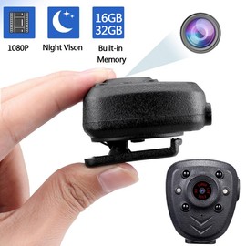 Mini Body Camera Video Recorder Built-in 32GB Memory Card with Night Vision IR & Loop Record HD 1080P, 4-6 HR Battery Life Wearable Police Cam for Home, Outdoor, Law Enforcement, Security Guard mini body Recording christmas 2024 glass cleaner