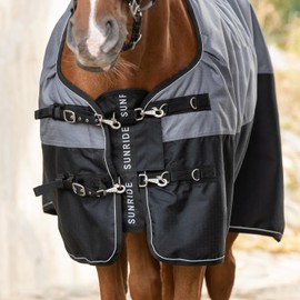 Sunride Nuuk Soft Polar Fleece 1200D Ripstop Horse Blanket Breast Extender (XL/165cm, Black)
