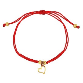 MARELO JEWELRY Pulsera de Corazón chico, Pulsera del Amor, Color Rojo. Ajustable de hilo Tejido a Mano Calidad Superior a la Chapa de Oro 14K, PLDSVc