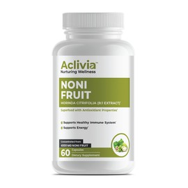 Aclivia - Organic Hawaiian Noni Fruit Capsules 4000 mg - Morinda Citrifolia Supplement - Non-GMO, Gluten-Free, USA Made, No Artificial Additives (60 Count)