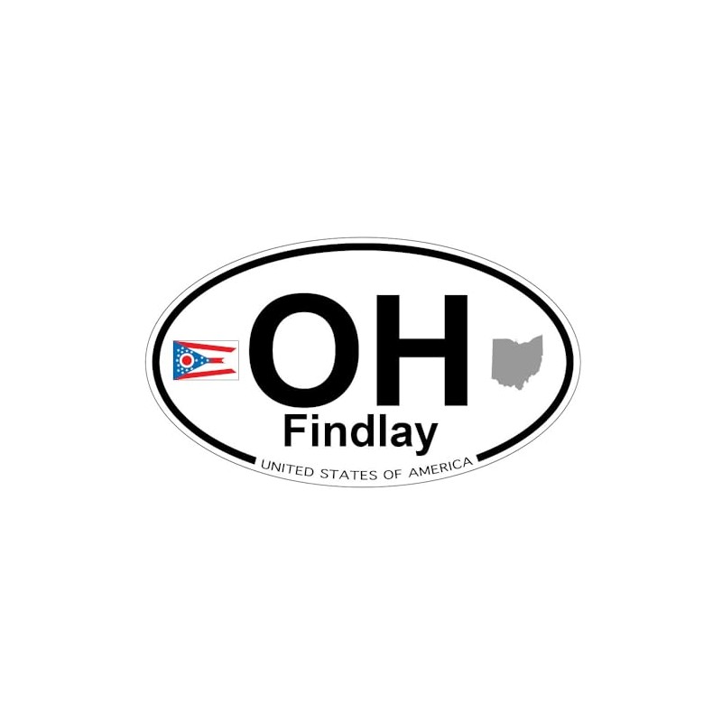 US Decal, Inc. Findlay, Ohio Oval Sticker with State Flag