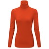 QZH.DUAO Women's Fashion Basic Solid Turtleneck Knit Sweater, 1# Orange,