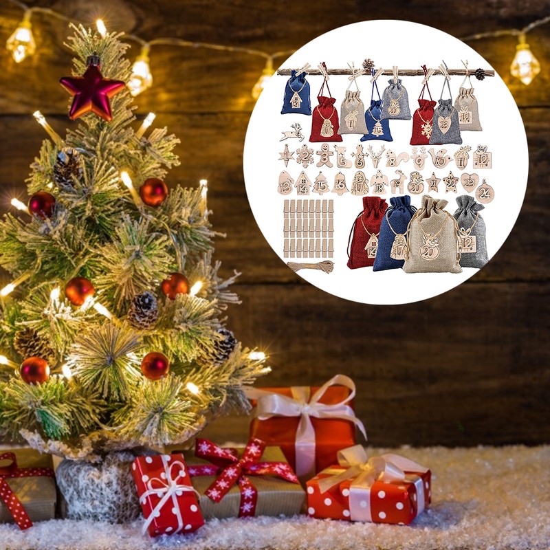 24 Advent Calendar for Filling Bags DIY Christmas Drawstring Gift