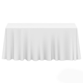 Lann's Linens - 5 Premium 90" x 132" Tablecloths for Wedding/Banquet/Restaurant - Rectangular Polyester Fabric Table Cloths - White