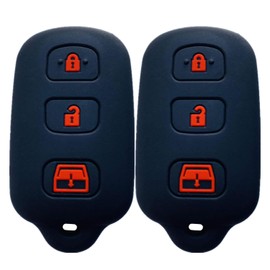 Key Fob Cover for Toyota 4Runner: 3 Buttons Key Case Protector Fit for Toyota 4 Runner Sequoia 1999 2000 2001 2002 2003 2004 2005 2006 2007 2008 2009 1511A-12BBX HYQ12BAN HYQ12BBX | Black 2 Pics