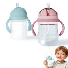 2 Unidades Vaso Superstar de con Popote con Contrapeso, Vaso Popote Niños de con Popote Antimicrobiano, Derrames y Sacudidas Vaso para Niña, para Niño