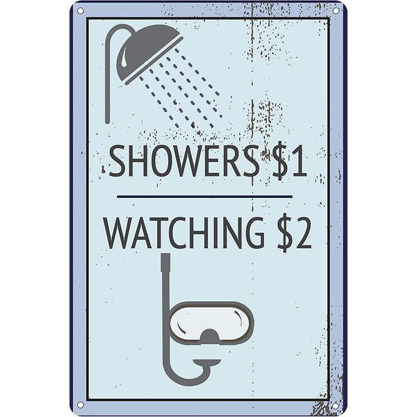 Pool Showers $1 Watching $2 Funny Pool Sign 12" x 8" Tin Outdoor/Indoor Sign Home Decor